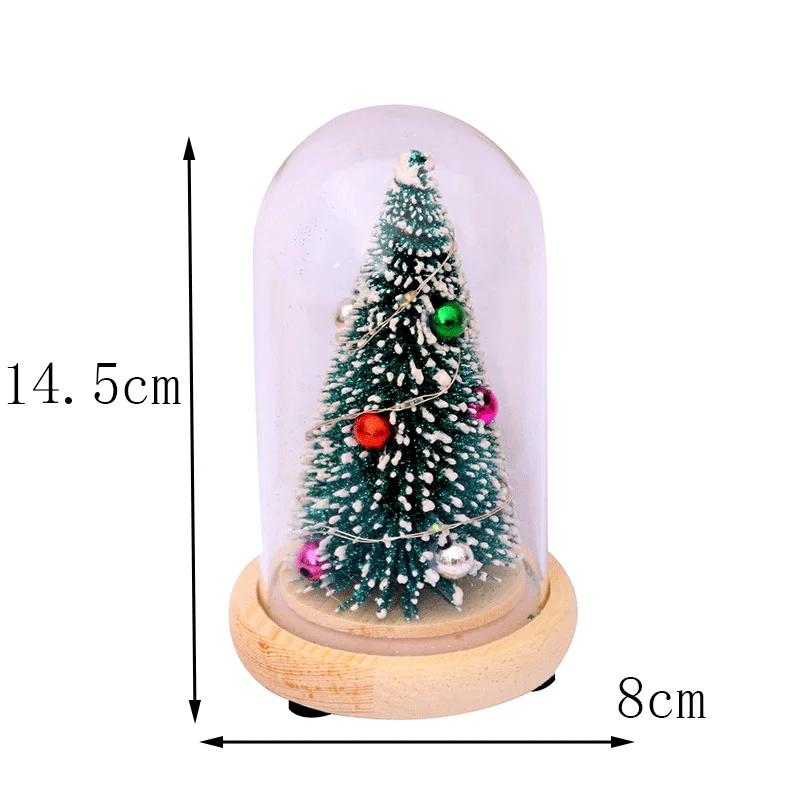 Christmas tree wooden glass glowing cedar music box children's Christmas gifts 2020 New Year home interior desktop decoration