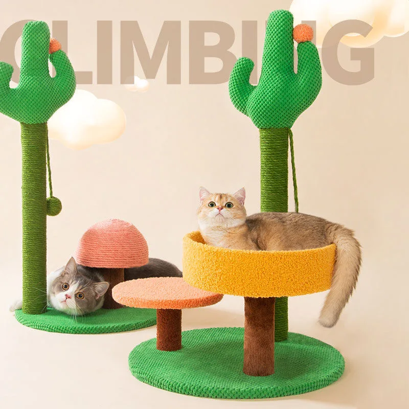 

Cactus Style Sisal Cat Scratching Post Cat Climbing Frame Tree Tower Playing Ball Toys Jumping Platform Furniture Pet Products