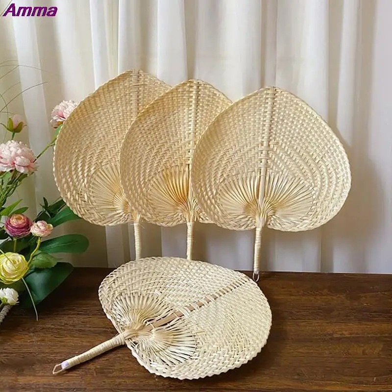 1PC Bamboo Palm Leaf Hand-woven Hand Fan Home Decoration Size 30*40cm Handmade Straw Woven Fans Craft Summer Cooling Fan