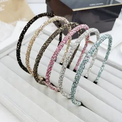 Fashion Korea Crystal Soft Headband for Women Rhinestone Hairband Beads Bezel Girls Hair Accessories Simple Headwear