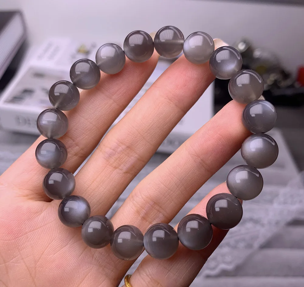 

Natural Black Sunstone Moonstone Gemstone Bracelet Crystal Women Black Moonstone 7mm 8mm 9mm 10mm Clear Round Beads AAAAA