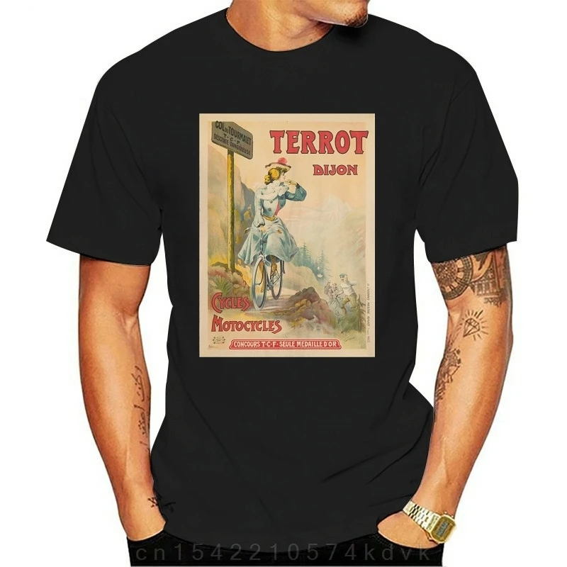 Terrot Dijon Cycles Motocycles Poster Artist Tamagno France 1902 Premium T-shirt Quality Printing Casual Cotton European Size