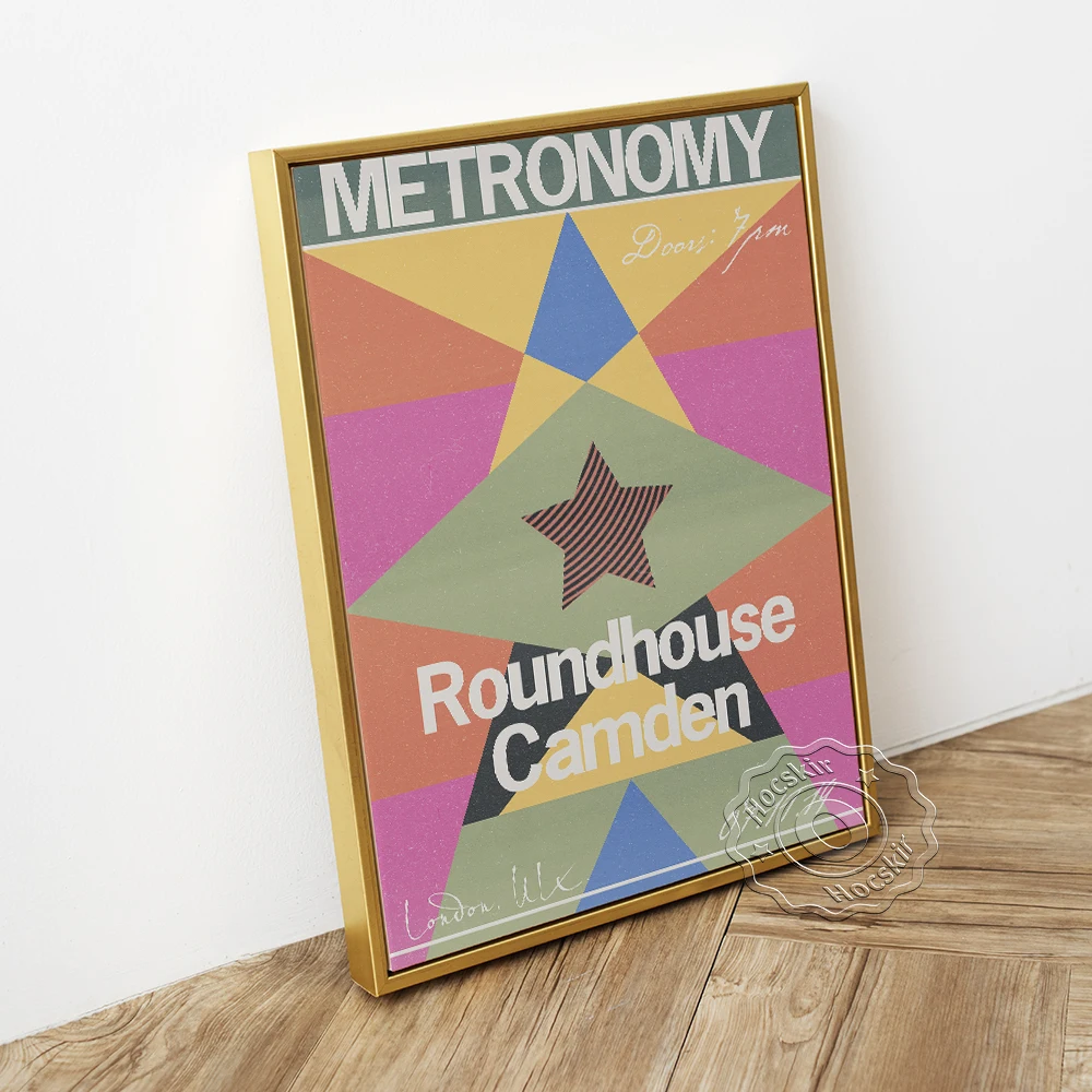 British Electronic Music Band Metronomy Gig Poster, Roundhouse Camden Abstract Publicity Art Prints, Vintage Ballroom Home Decor