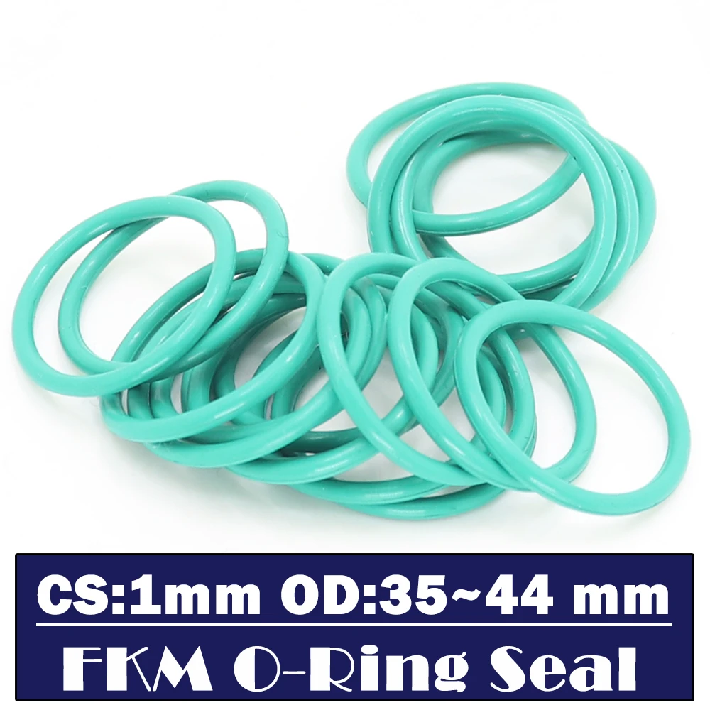 CS1mm FKM Rubber O RING OD 35/36/37/38/39/40/41/42/43/44*1 mm 50PCS O-Ring Fluorine Gasket Oil seal Green ORing