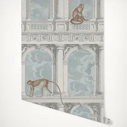Monkey in ancient palace nordic wallpaper 3d Papeete Cuts scandinavian style 1148015
