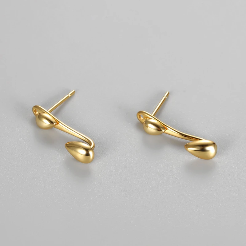 2024 Women Ladies Minimalist Gold/Silver Plated Front Back Ear Jacket Dainty 2 In 1 Stud Earrings for Teenager Girls