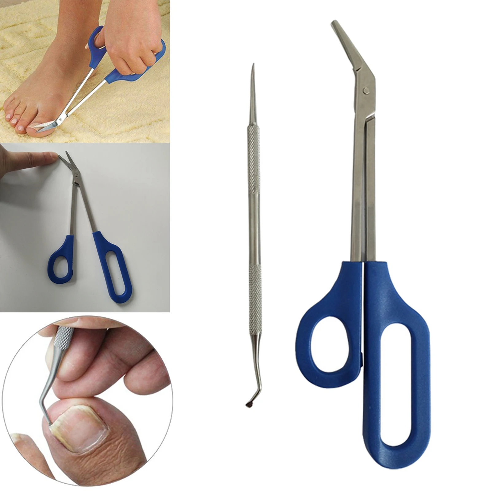 Long Handle Toenail Scissors Pedicure for Seniors Humanized Design Easy Use