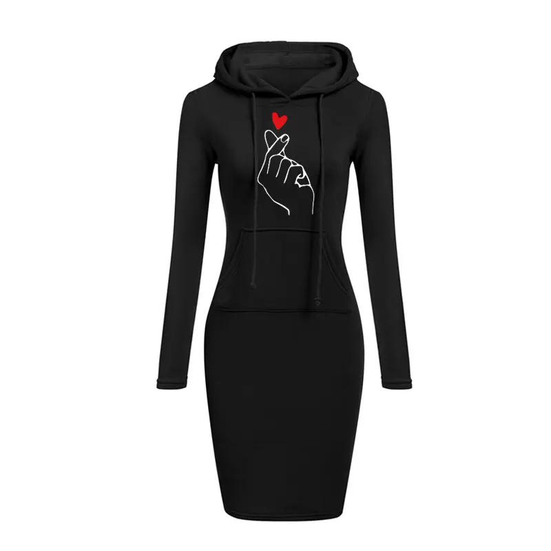 

2020 New finger heart Woman Print Dress Deep O Neck Sexy Dress Women Bodycon Dresses