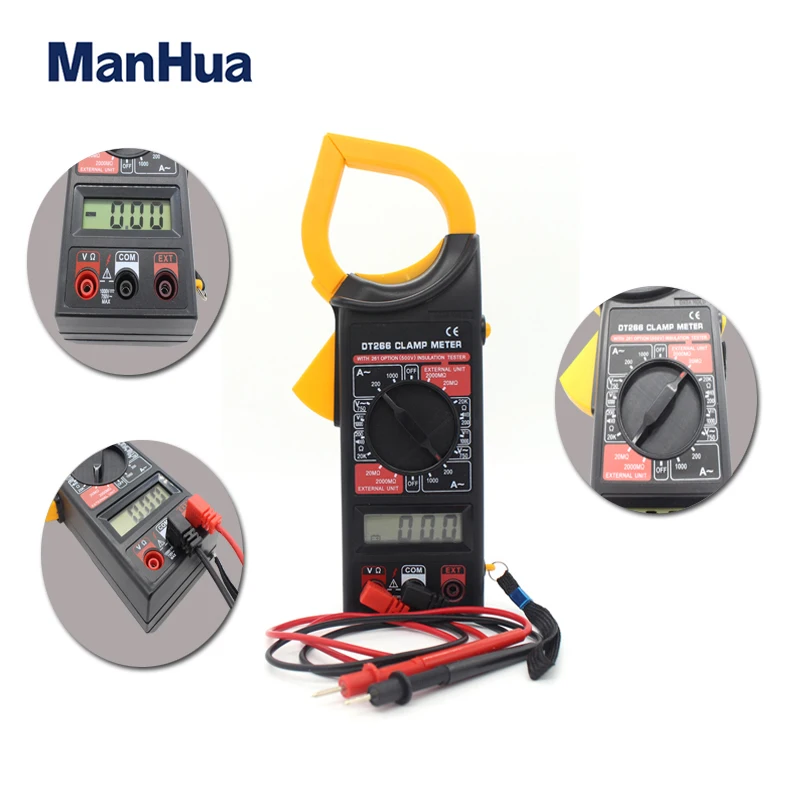 ManHua DT266 AC / DC voltage tester LCD digital clamp multimeter tool