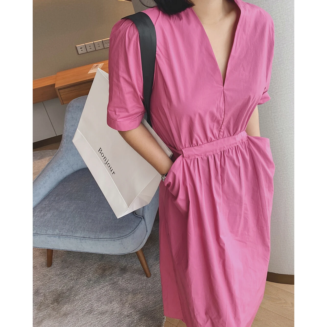 2023 Women\'s Pink Midi Long Maxi Summer Dress Robe Woman Casual Party Sundresses Y2k Light Clothing Evening Urban Gothic Boho