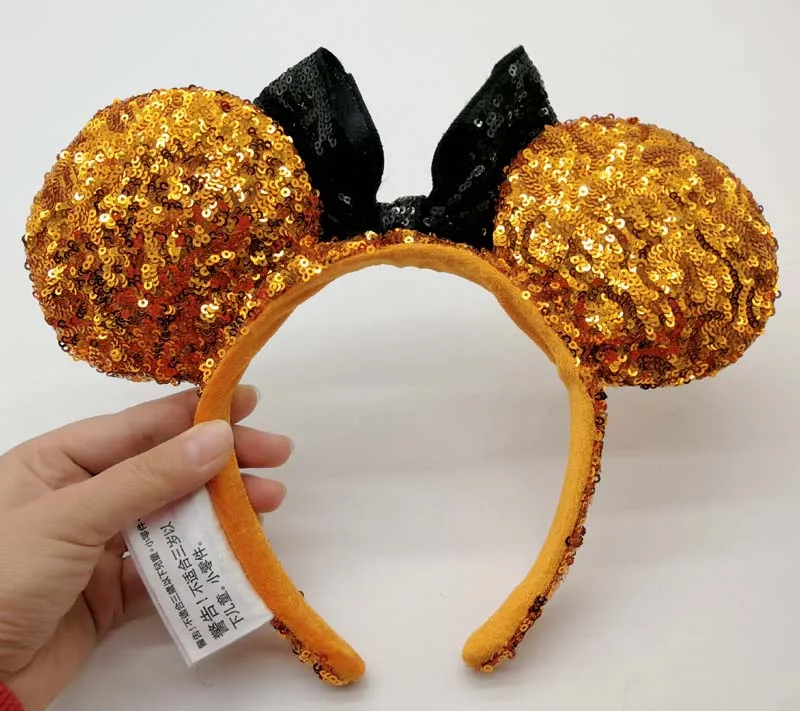 HONG KONG Parks Gold Minnie Bow Sequins Ear Headband Ears NEW