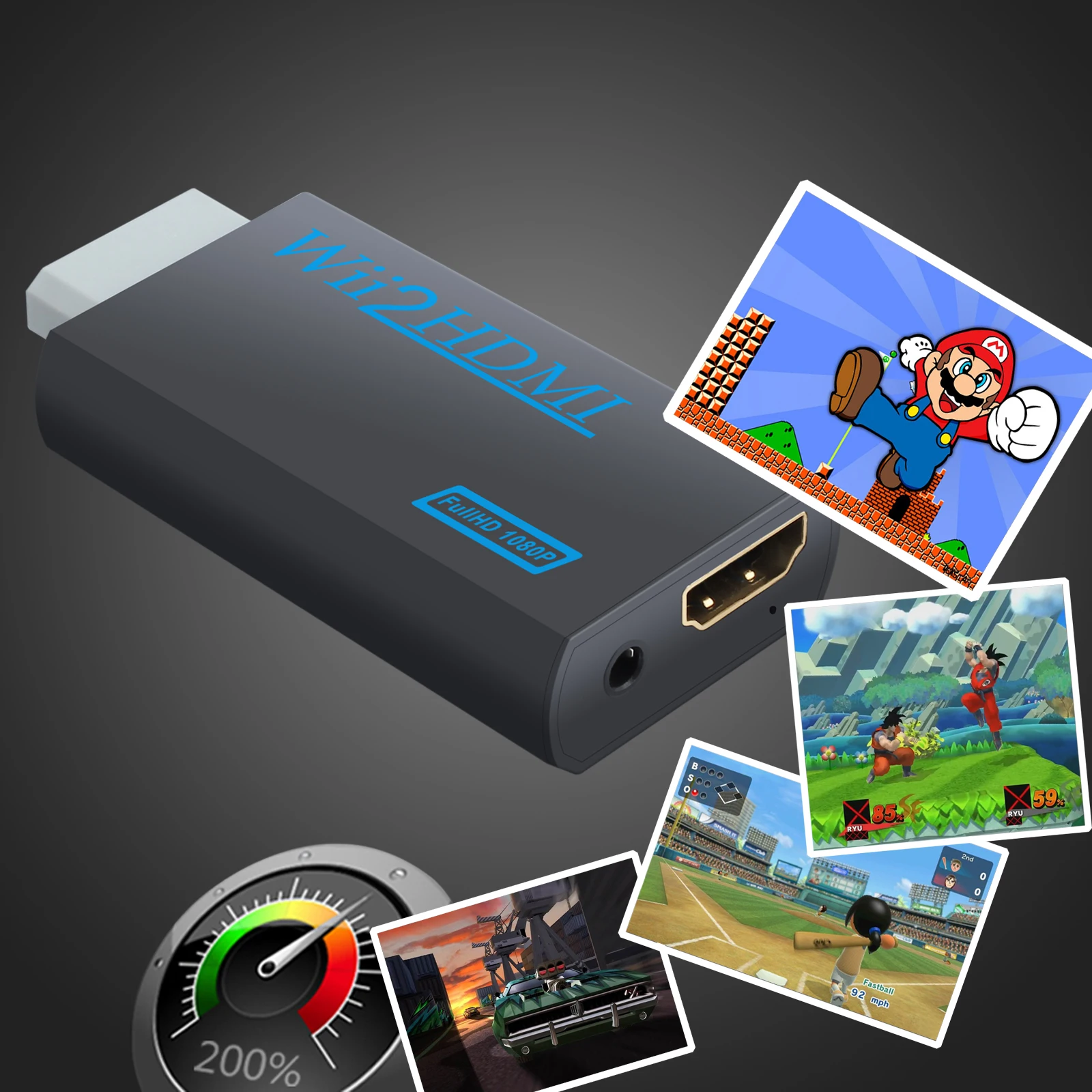 LiNKFOR-Adaptador convertidor compatible con HDMI para Wii a HDMI, dispositivo con escalas de Audio de 3,5mm, señal de Wii a HDTV de 720p y 1080p para Nintendo Wii