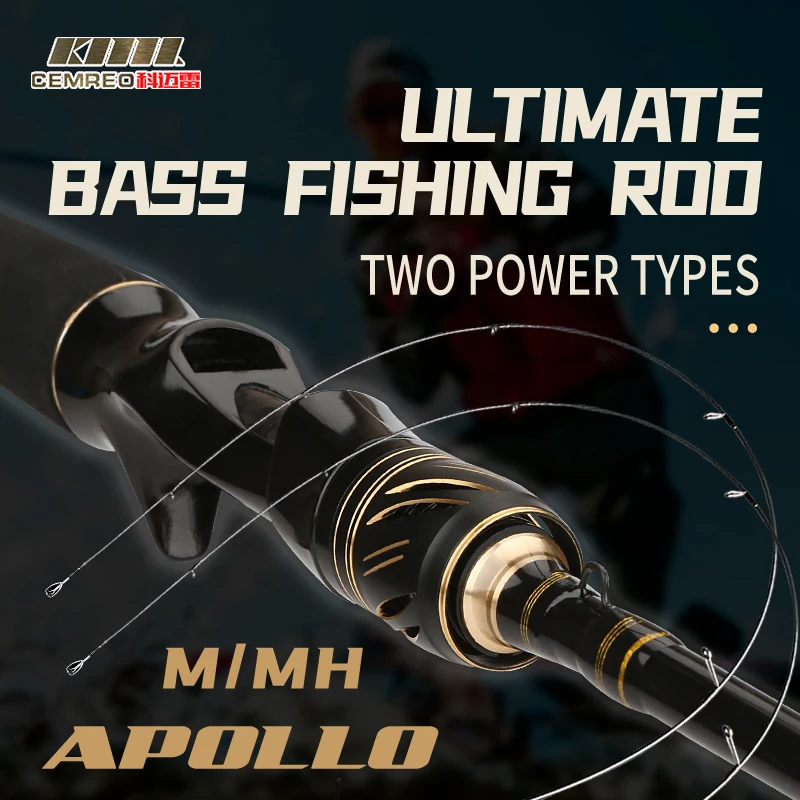 CEMREO Power M+MH Double Tips Carbon Fiber Fishing Rod 2.1m 2.4m Fishing Pole 2 Section Lure Ultimate Bass Fishing Rod APOLLO