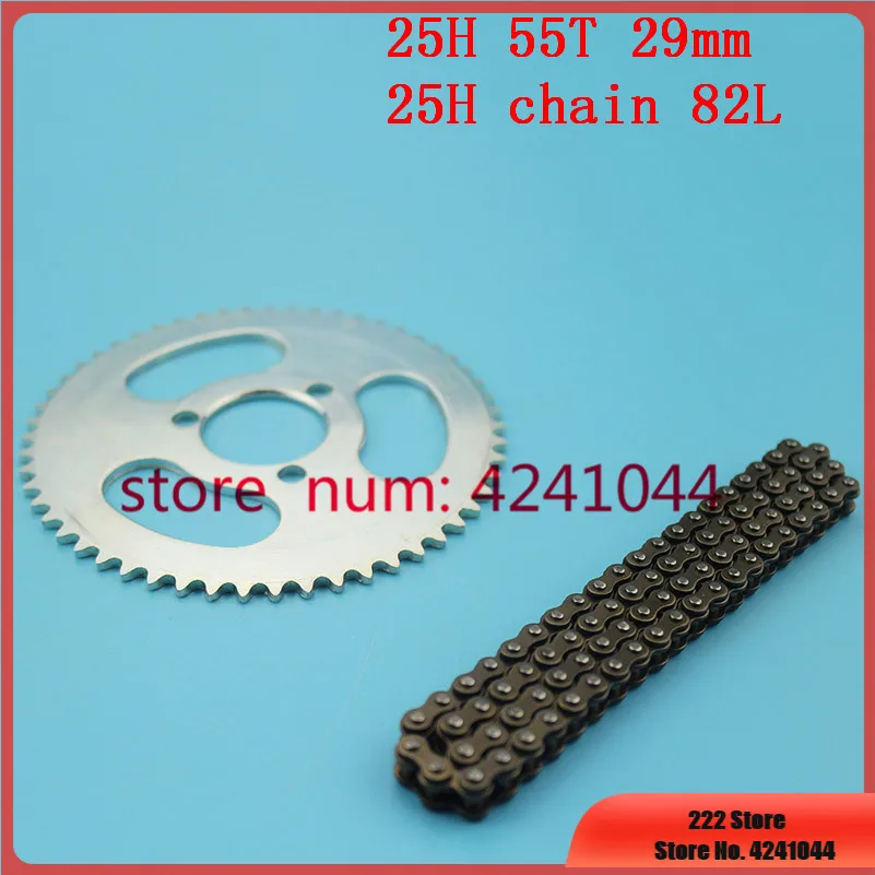 JH70 JH90 chain 25H  82 links and  steel rear sprocket 55T teeth 29mm for 47cc 49cc 2 Stroke Mini Moto Pocket Bike