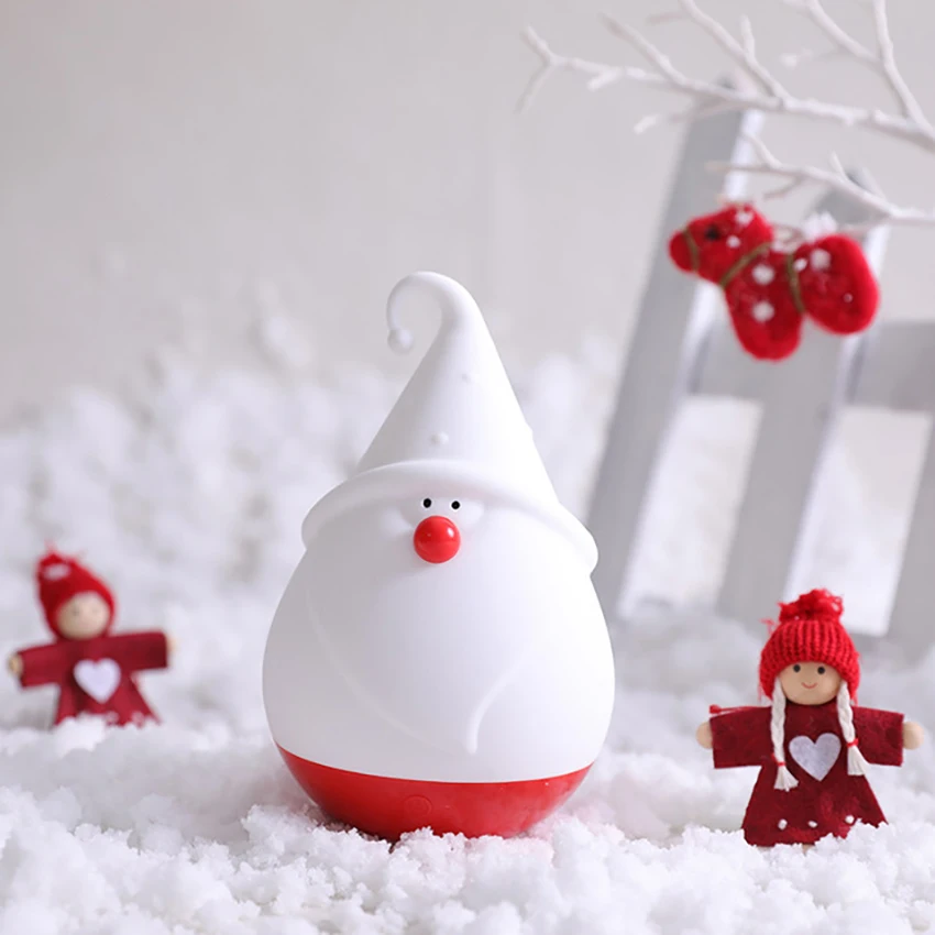 Luce notturna ricaricabile USB pupazzo di neve di natale luci notturne in Silicone lampada per decorazioni natalizie per ornamenti da tavolo natalizi