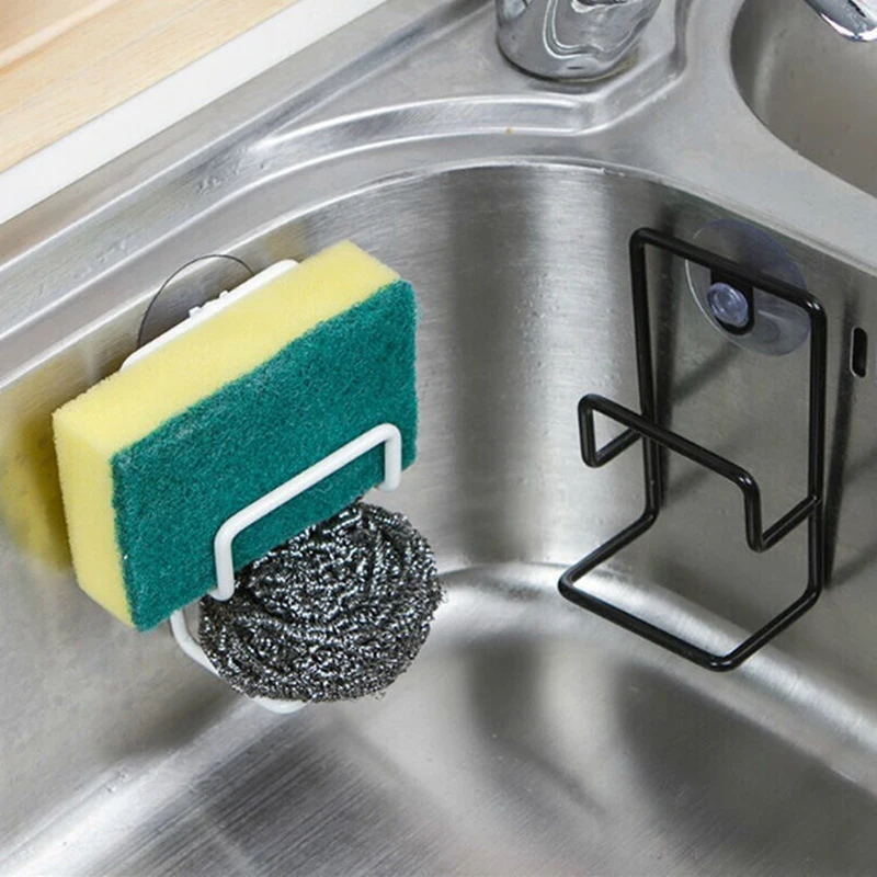 Metal Suction Cup Sink Drain Rack Wall Sucker Sponge Storage Drying Holder Kitchen Sink Soap Stand Dish Cloth Shelf Organizer