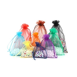 10pcs 7x9/9x12/13x18CM Drawstring Organza Bag 24 Color Wedding Party Gift Decoration Bag Display For Jewelry Packaging Pouch