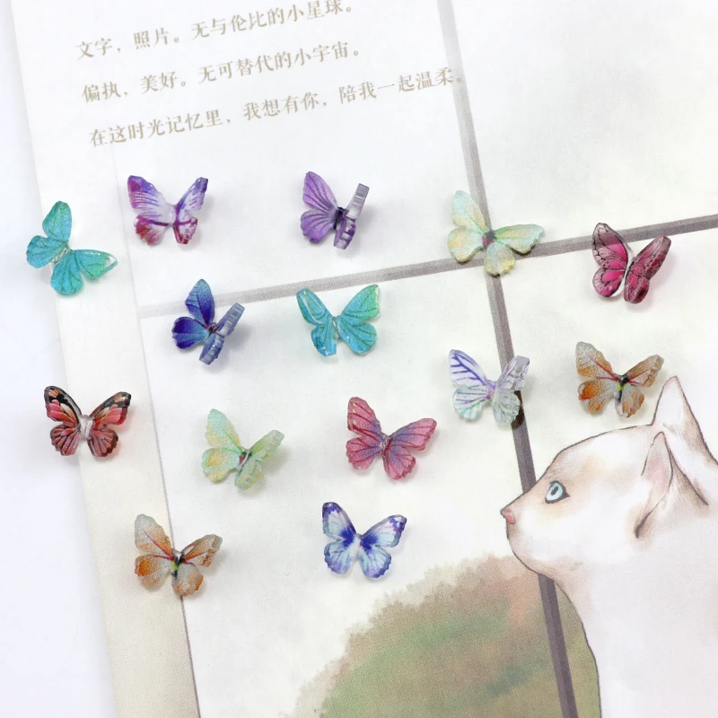 Bướm Móng Đá Nhiều Màu Nhựa Kim Cương Giả 3D Bộ Vòng Charm DIY Móng Tay Nghệ Thuật Trang Trí