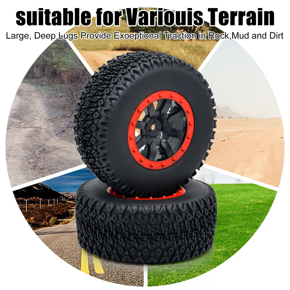 110mm RC Car Rubber Tires Wheel Rim Set for 1/10 Short Course Truck ARRMA SENTON 4X4 550 MEGA XLH 9125 Traxxas Slash Redcat HSP