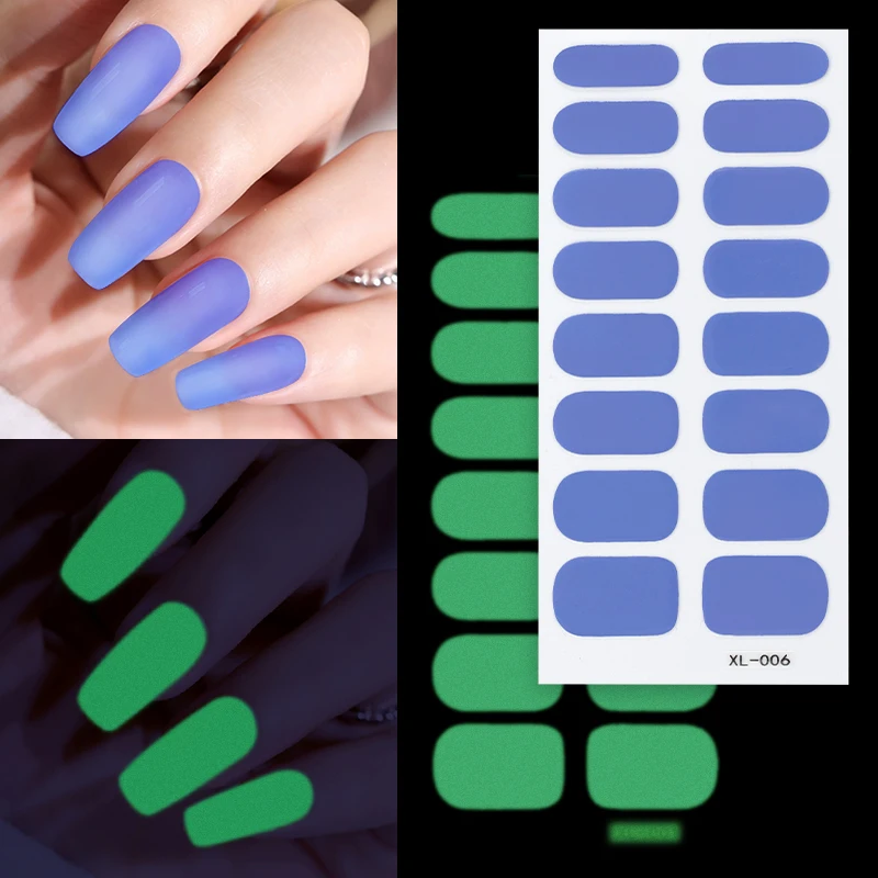 Dropshipping Colorful Nail Sticker Luminous Nail Art Decor Stickers for Nail Decoration Full Cover Nail Wraps For Hallween Gift