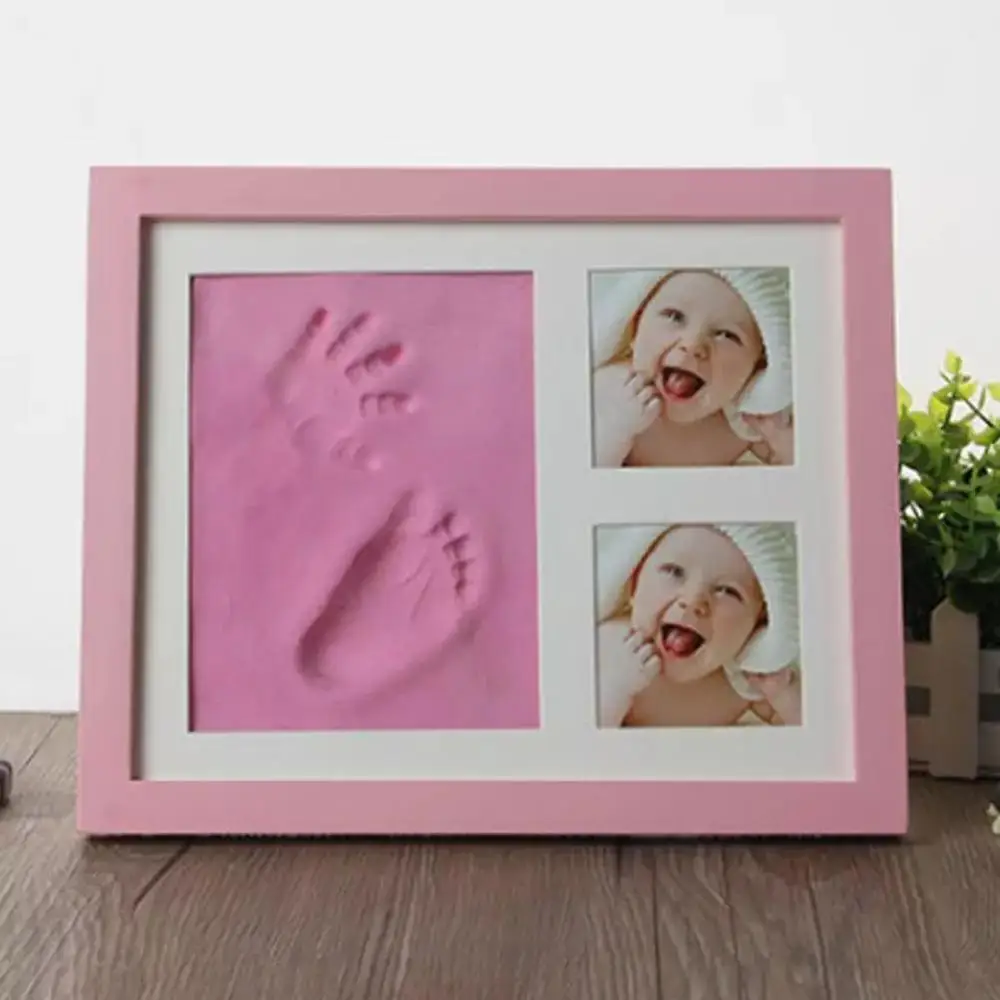 Baby Hand&Foot Print Hands Feet Mold Maker Bebe Baby Photo Frame With Cover Fingerprint Mud Set Baby Growth Memorial Gift