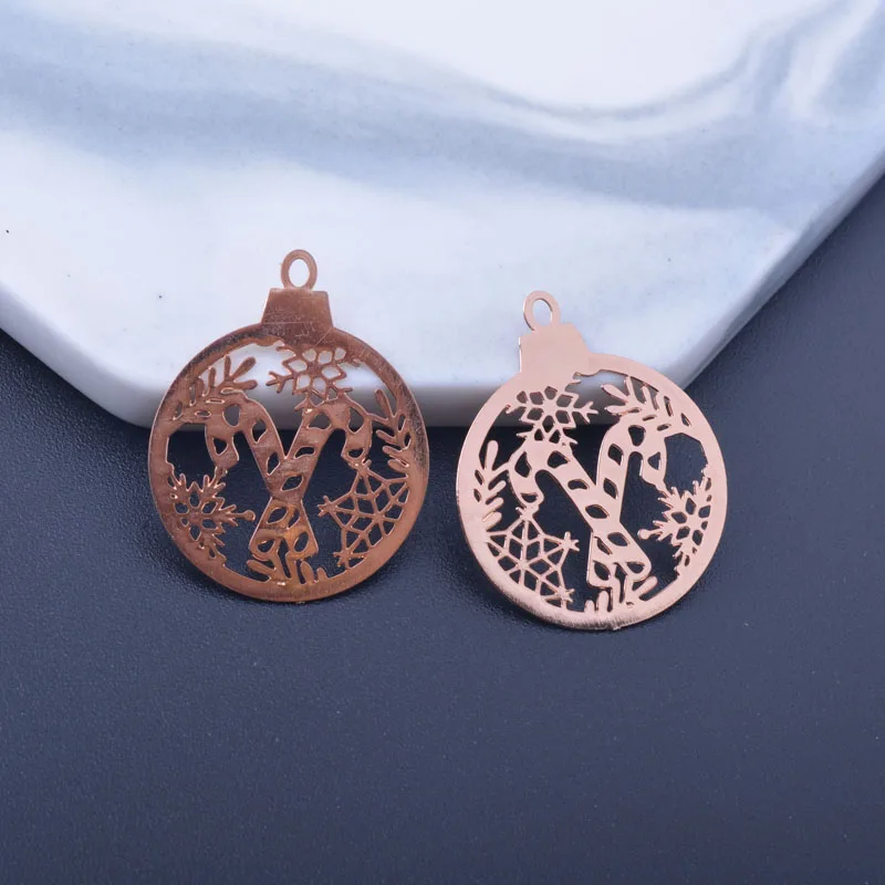 12pcs 24*20mm Rose Gold Color Christmas Cane Candy  Charms Girl's Earring Making Pedant image 3