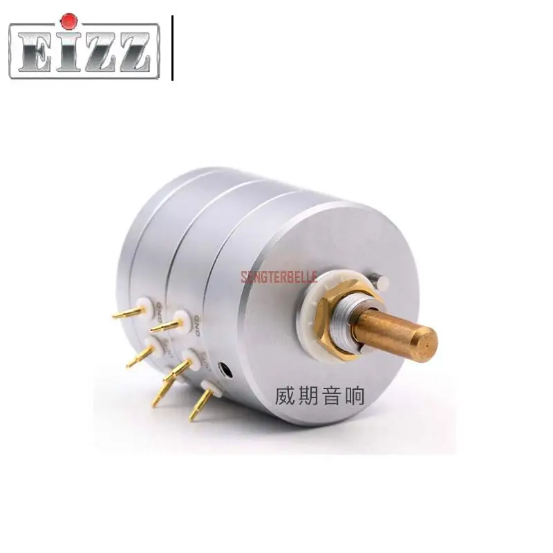 EIZZ Stereo 10K 25K 50K 100K 250K 24 Steps Volume Potentiometer LOG Stepped Attenuator Gold Plated Copper Pins Hifi Audio DIY