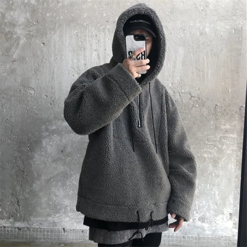 

Sweatshirt Imitation Lamb Wool Hoodie Men Clothing Winter Male Couple Long Sleeve Tops Thick Warm Moletom Casual Pullover