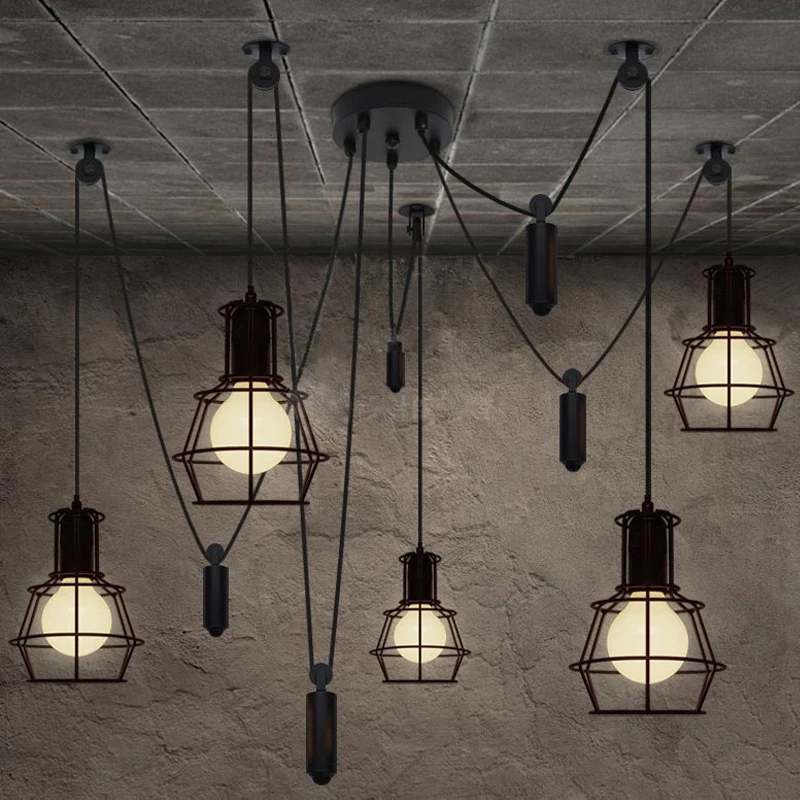 Industriële kroonluchter Nordic Loft Edison spider kroonluchter Retro Plafond Spider Hangers Antiek Verstelbaar E27 binneninterieur