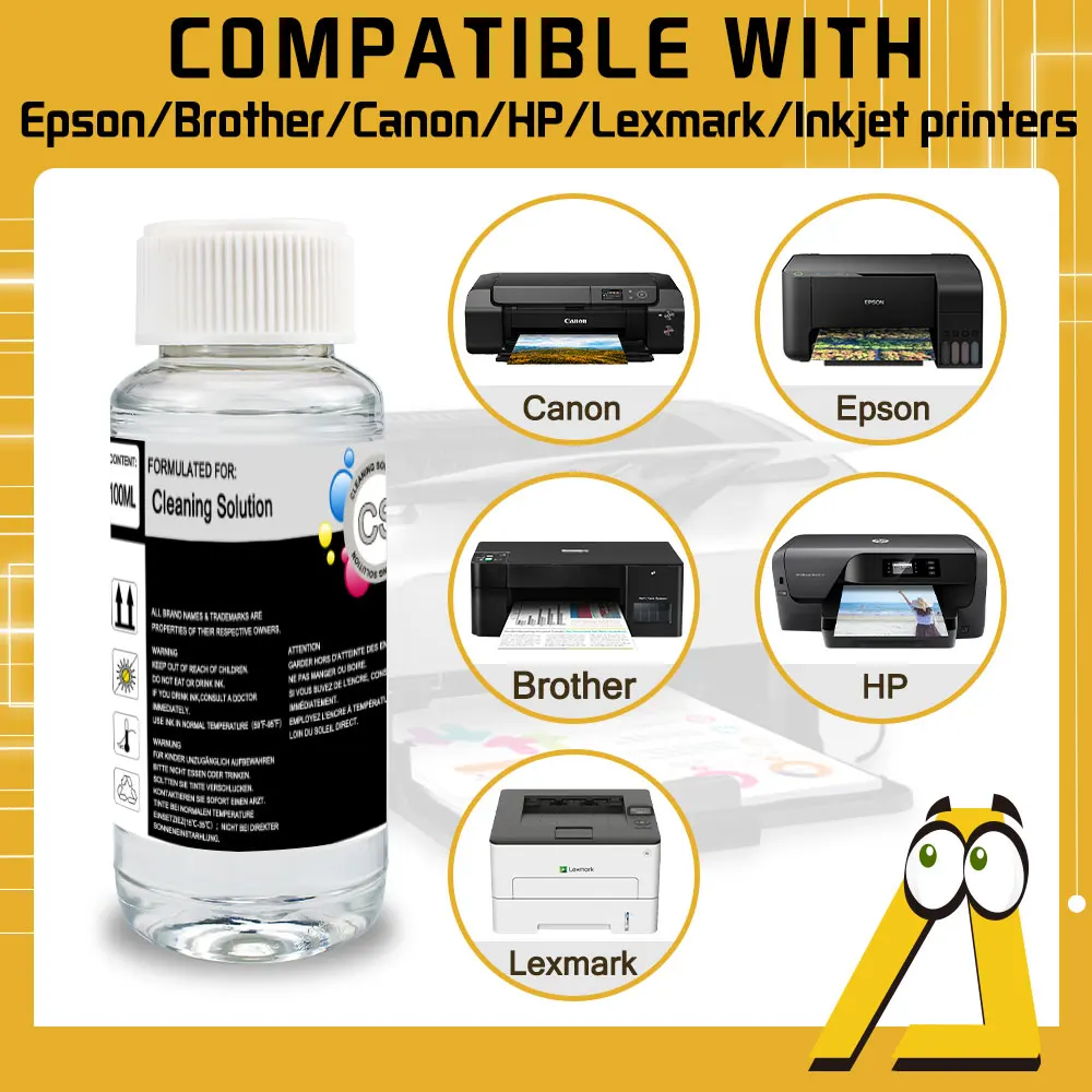 100ML bottle Ink cartridge pollution-free cleaning liquid cleaner For HP For Canon For Epson Printer Non-marking cleaning fluid