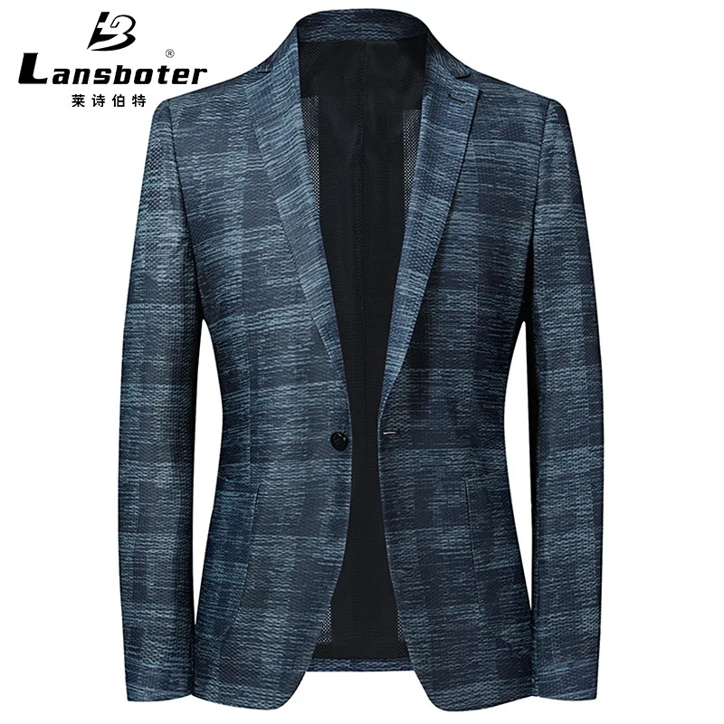 

Quality British Blazer Men Spring Brand One Button Blue Slim Fit Suit Jacket Men Terno Masculino Blazers Chaqueta Hombre FS-219