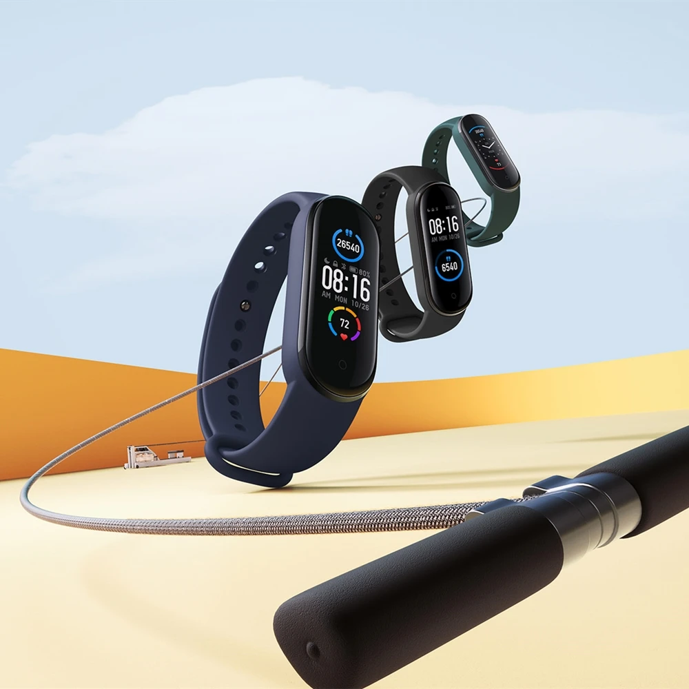 Original Xiaomi Mi Smart Band 5 สายรัดข้อมือMiband 5ATMกันน้ำชาร์จแม่เหล็กสีสุขภาพการตรวจสอบนาฬิกา