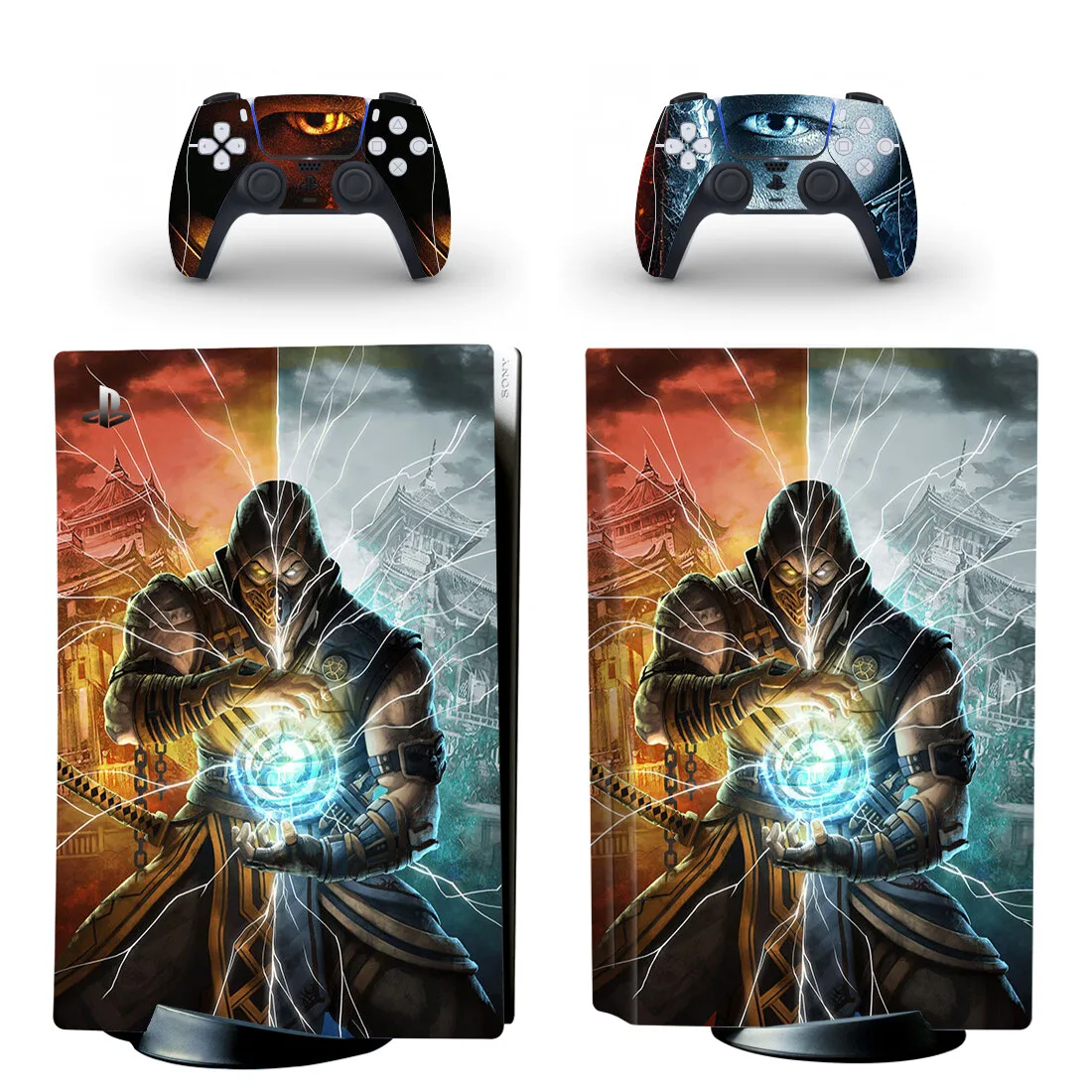 Mortal Kombat PS5 Disc Skin Sticker Decal for PlayStation 5 Console and Controllers PS5 Blue Ray Disk Skin Sticker Vinyl