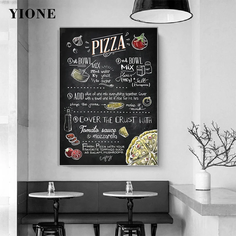 Fast Food Menu Canvas Print Posters Custom Hamburger Pizza Hot Dog Restaurant Cafe Kitchen Wall Art Picture Decoration Paintings