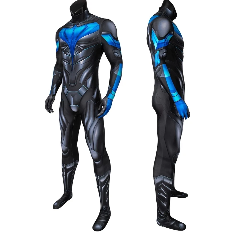 Superhero สำหรับผู้ใหญ่ Titans Nightwing Jumpsuit ชุดคอสเพลย์ผู้หญิงฮาโลวีน Masquerade Cool บอดี้สูทผ้าปิดตา