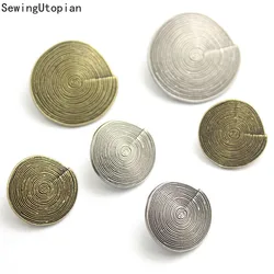 10PCS 18/23/25MM Spiral Retro Metal Buttons Hand Sewn Casual Windbreaker Button Antique Bronze Ancient Silver Shaped Buttons