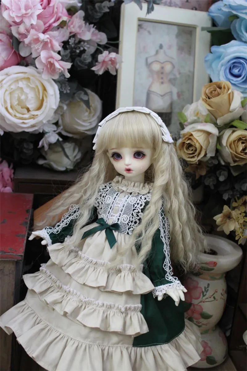 

Одежда для кукол BJD подходит для кукол Blythes 1/3, 1/4, 1/6, темно-зеленого цвета (юбка + головной убор)