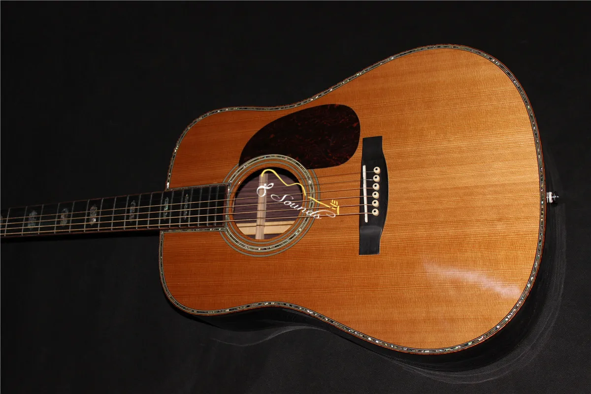 

free shipping handmade all solid wood dreadnought guitar professional customize acoustic electric guitars