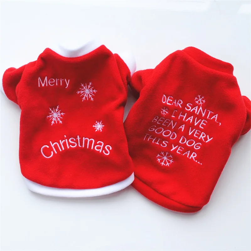 Christmas Small Dog Clothes Embroidery Dog Jacket Coat Chihuahua Dog Winter Clothes Soft Warm Puppy Shirt For Pug Poodle XS-L