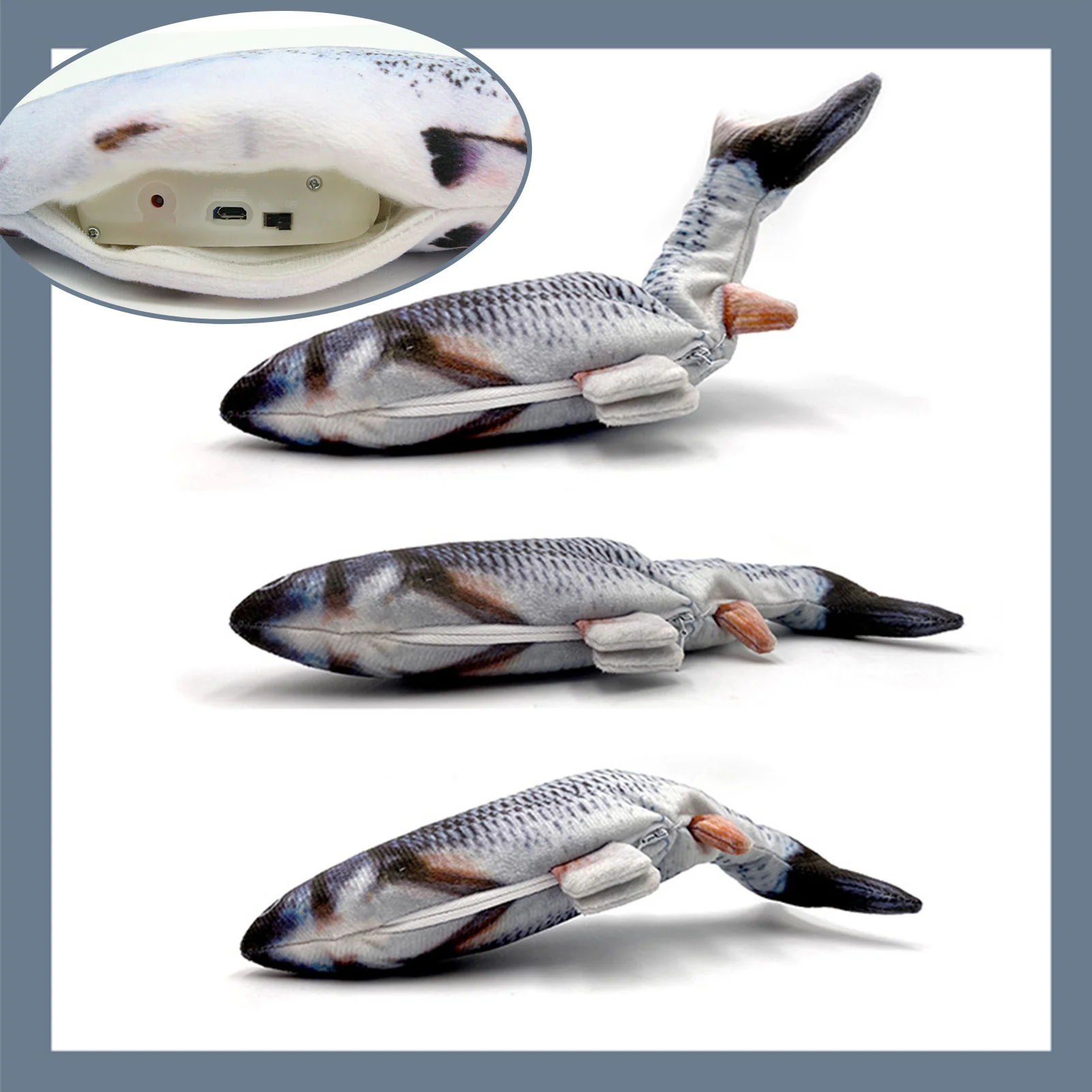 30CM Cat Toy Fish USB Electric Charging Simulation Dancing Jumping Moving Floppy Fish Cat Toy For Cats Toys Interactive