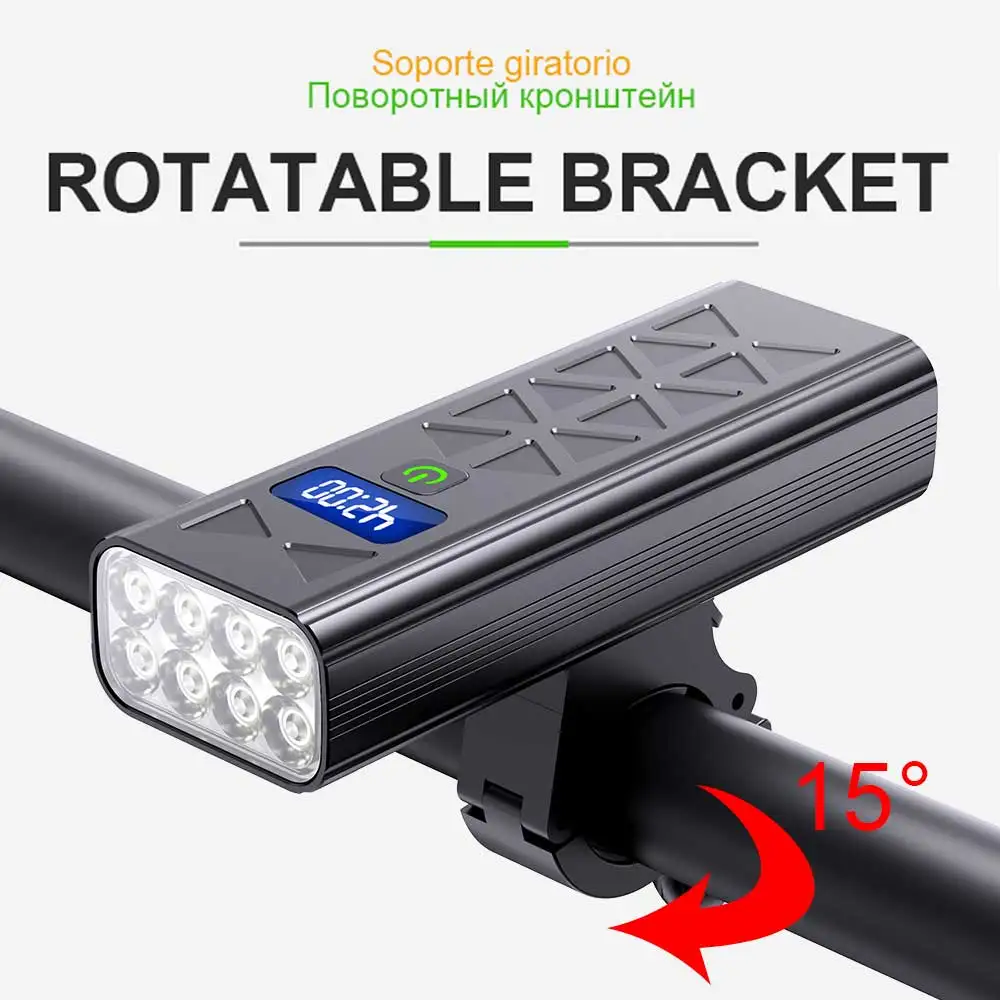 8T6 LED Bicycle Light USB Rechargeable 10000mAh Bike Light Rear Headlight Super Bright Flashlight MTB Rode Cycling Front Lamp