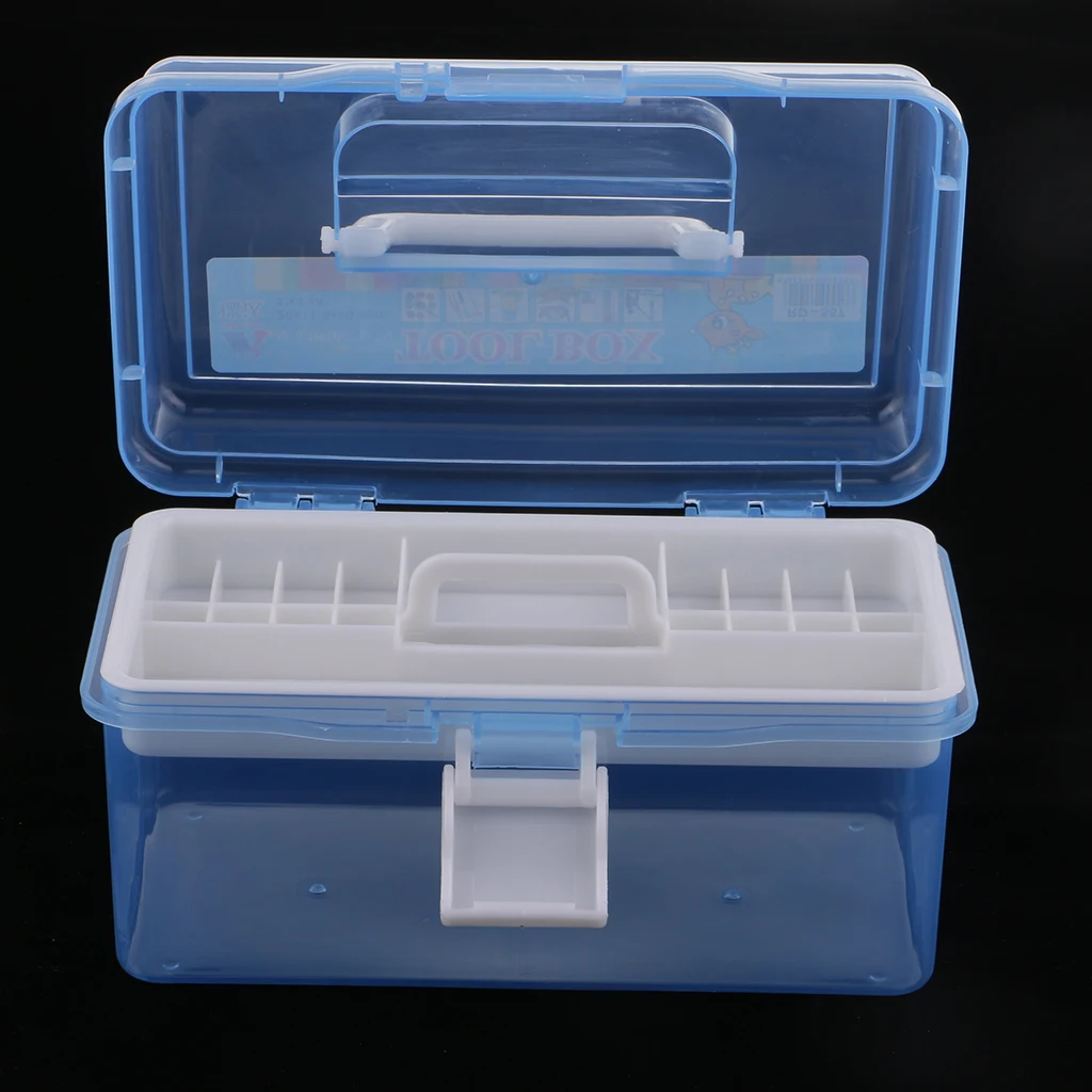 2 Layer Plastic Sewing Jewelry Painting Tools Box Storage Box Organizer Pink/Blue Jewelry Tools Accessories
