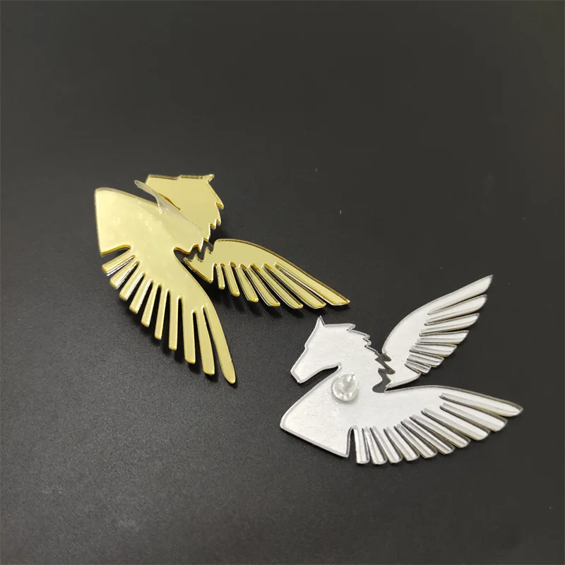 KUGUYS Flying Horse Pegasus Big Stud Earrings for Women Mirror Acrylic Gold Color Fashion Jewelry HipHop Hyperbole