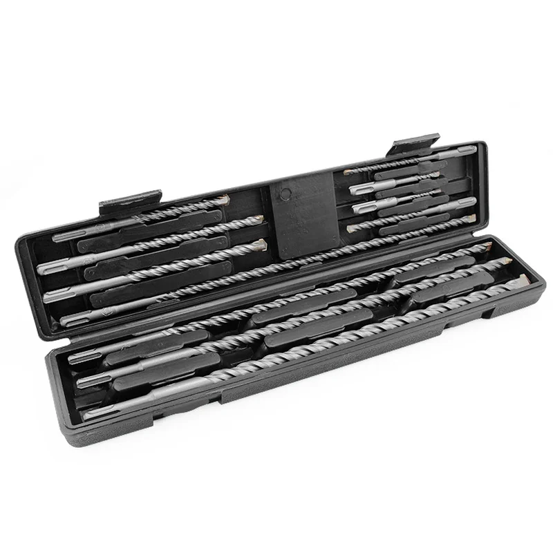 

11Pcs/Set 110-450mm Round handle Electric Hammer Drill Bit Set Sds Chisel Impact Rotary Concrete Masonry Drilling Grooving