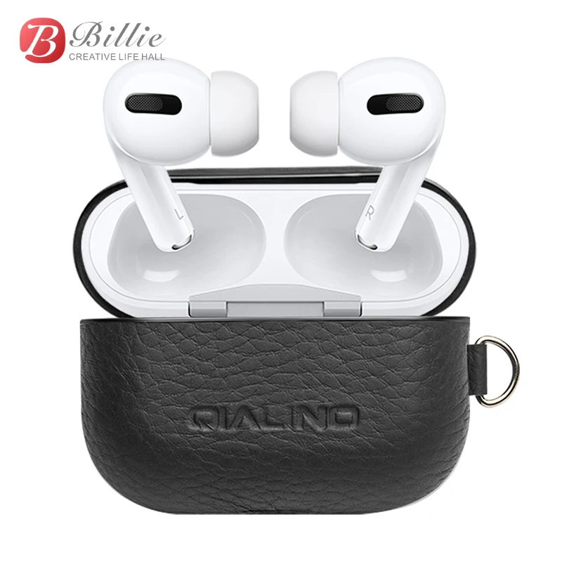 QIALINO Soft Genuine Leather Case for Apple AirPods Pro Handmade Shockproof Cover Earphone Cover for Airpods 3 Ultra Thin Bag