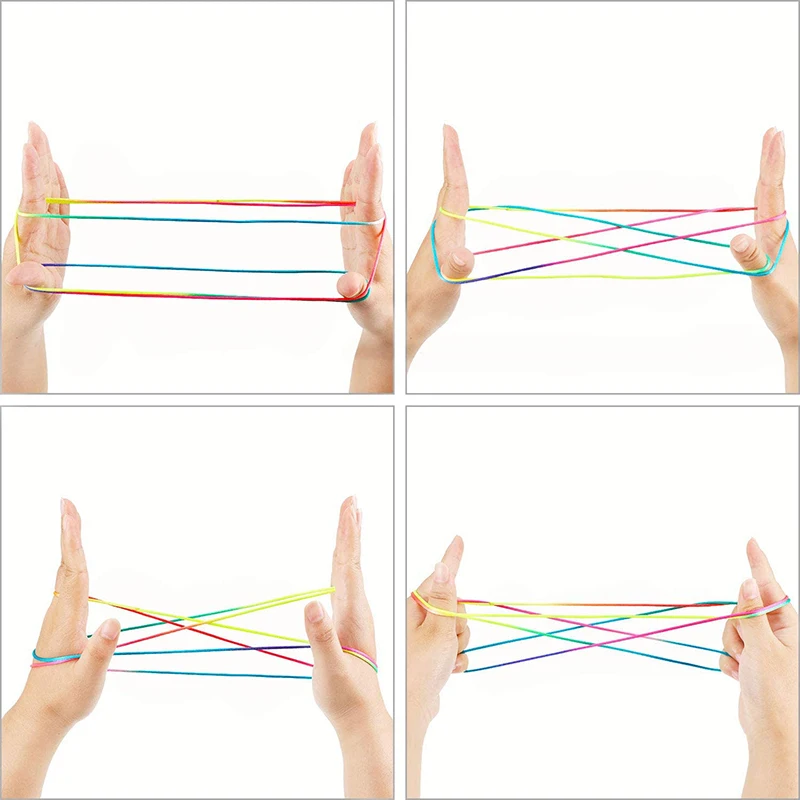 Rainbow Color Cradle String Finger Games Classic Rope Thread Toy Ropes Hand  String Puzzle Game Create Toy Supplies