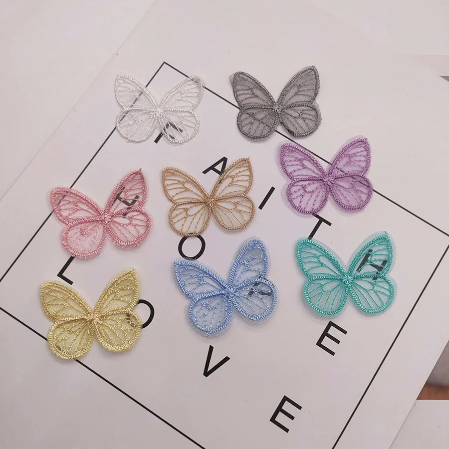 48 Stück/Los 4,5*3,5cm bestickte Mesh-Schmetterlings-Applikationen für Kleidung, Nähzubehör, DIY-Haarspangen-Accessoires – Detail 13