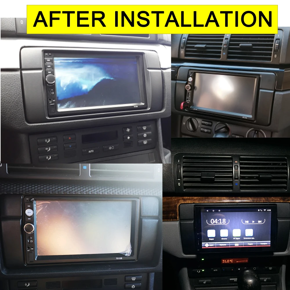 180*105mm BMW 3 시리즈 E46 라디오 DVD 스테레오 패널 대시 트림 키트 GPS 재 장착 설치 프레임 용 더블 딘 근막 열기