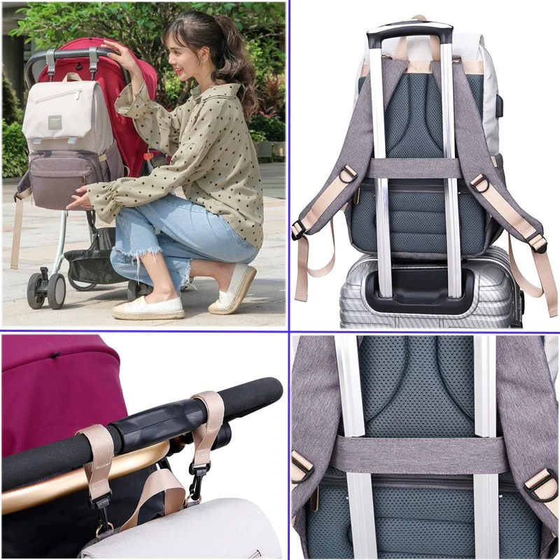 Women Maternity Backpack USB Interface Mom Baby Nappy Nursing Diaper Bag Handbag Men Large Capacity Travel Luggage Knapsack New