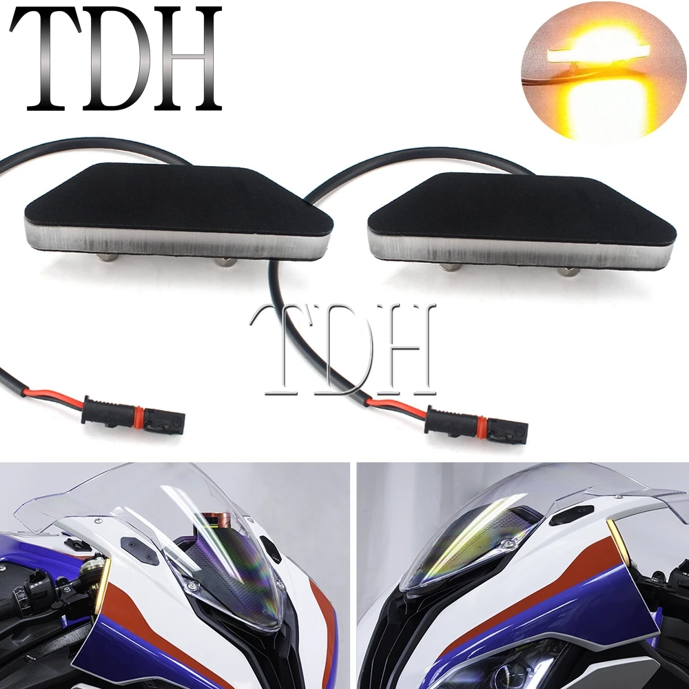 

Motorcycles Front LED Turn Signals Mirror Block Off Flasher Indicator Blinker Lamp Light For BMW S1000RR S1000 RR 2020-up 2021